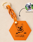 Custom Engraved Leather Keychain - Pumpkin