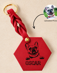 Custom Engraved Leather Keychain - Chilli Red