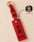 Custom Engraved Leather Keychain - Chilli Red
