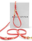 Butter 3x verstellbare Leder Hundeleine - Coral Pink