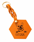 Custom Engraved Leather Keychain - Pumpkin