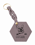 Custom Engraved Leather Keychain - Taupe