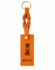 Custom Engraved Leather Keychain - Pumpkin