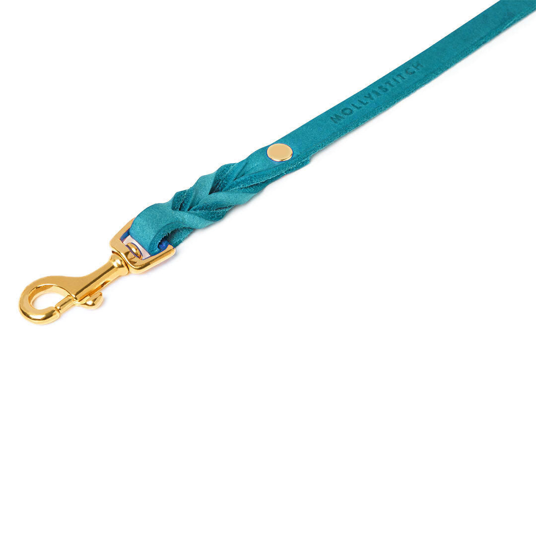 Butter Leather 3x Adjustable Dog Leash - Fiji Blue
