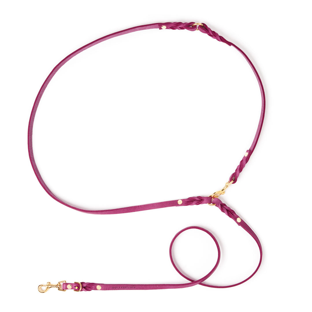 Butter Leather 3x Adjustable Dog Leash - Flamingo
