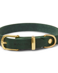 Butter Leather Dog Collar - Forest Green