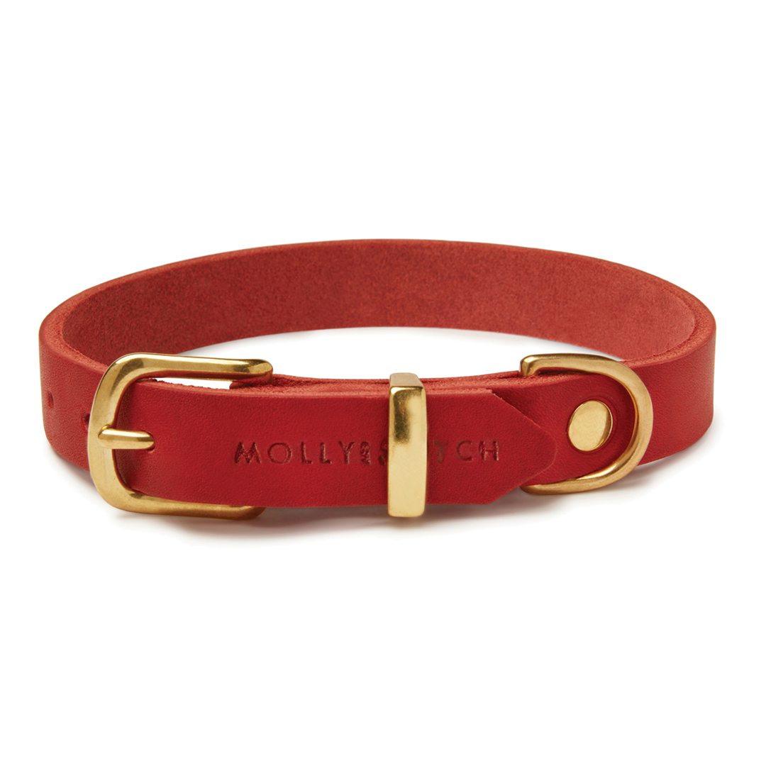 "Butter" Leder Hundehalsband - Chili Rot
