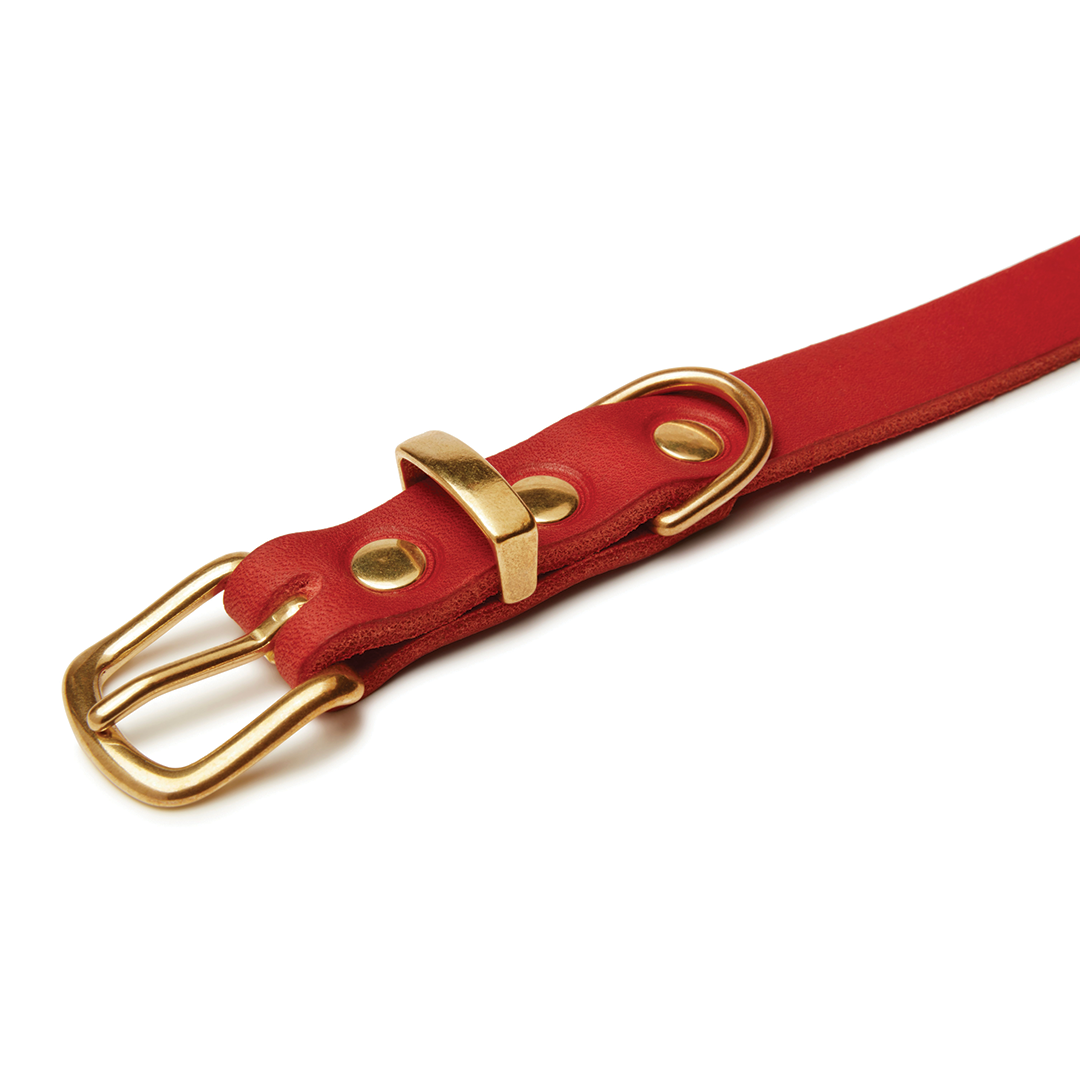 "Butter" Leder Hundehalsband - Chili Rot