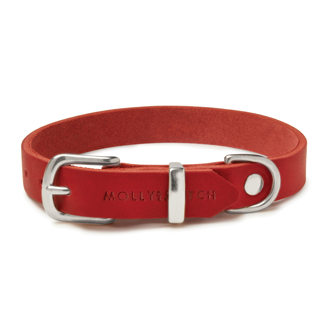 "Butter" Leder Hundehalsband - Chili Rot