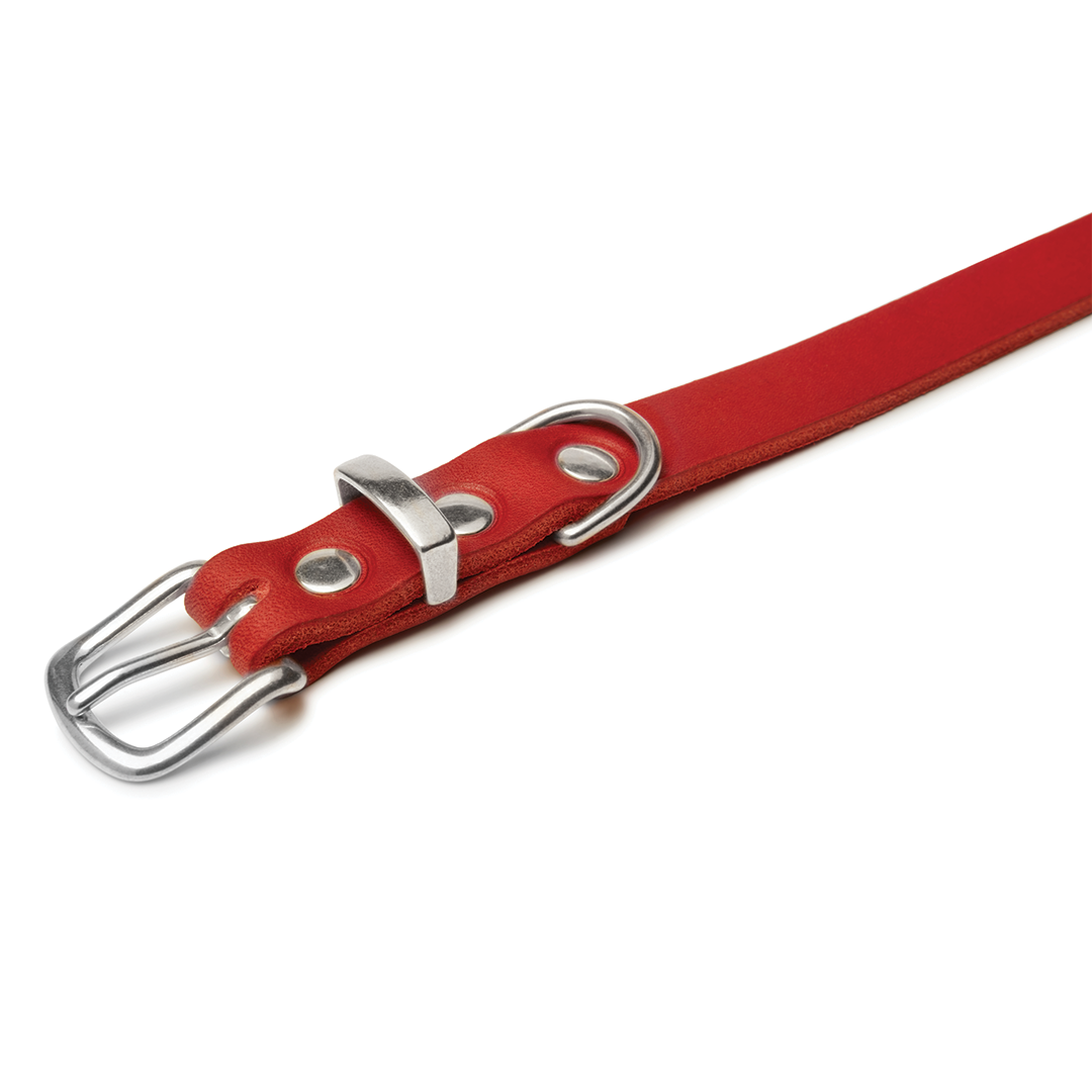 "Butter" Leder Hundehalsband - Chili Rot