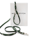 Butter Leather 3x Adjustable Dog Leash - Forest Green