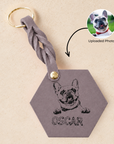 Custom Engraved Leather Keychain - Taupe