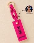 Custom Engraved Leather Keychain - Flamingo