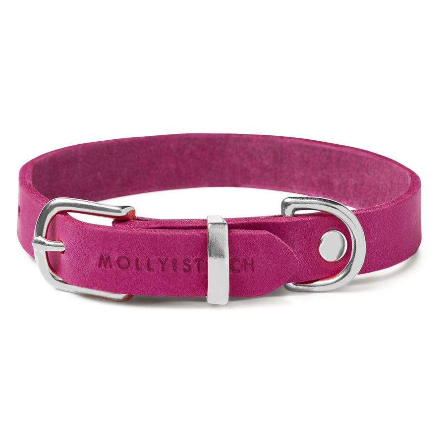 Butter Leather Dog Collar - Flamingo