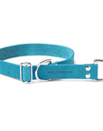 Butter Leather Retriever Dog Collar - Fiji Blue