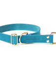 Butter Leather Retriever Dog Collar - Fiji Blue