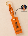 Custom Engraved Leather Keychain - Pumpkin