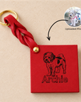 Custom Engraved Leather Keychain - Chilli Red