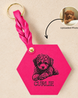 Custom Engraved Leather Keychain - Flamingo