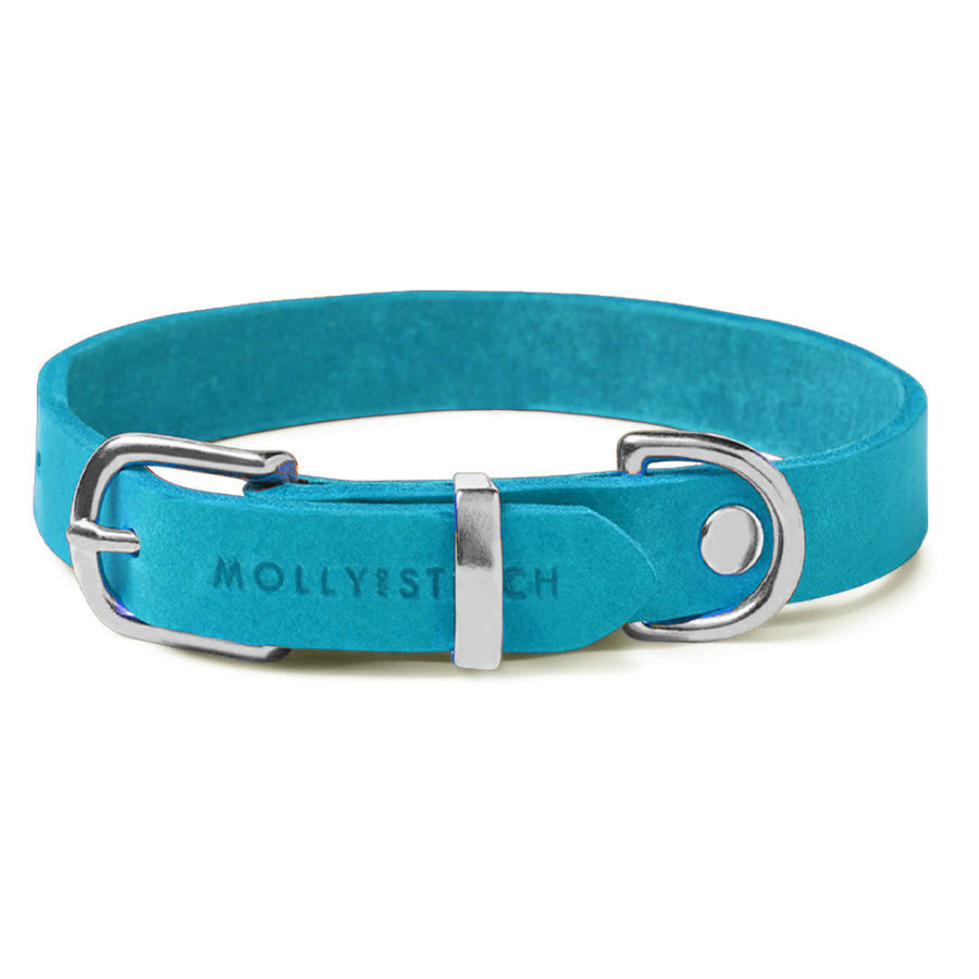 Butter Leather Dog Collar - Fiji Blue