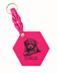 Custom Engraved Leather Keychain - Flamingo