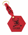 Custom Engraved Leather Keychain - Chilli Red