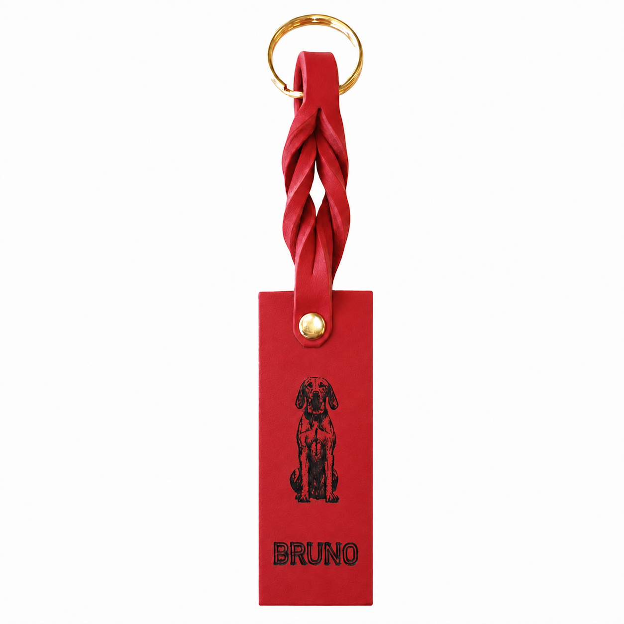 Custom Engraved Leather Keychain - Chilli Red