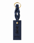 Custom Engraved Leather Keychain - Navy