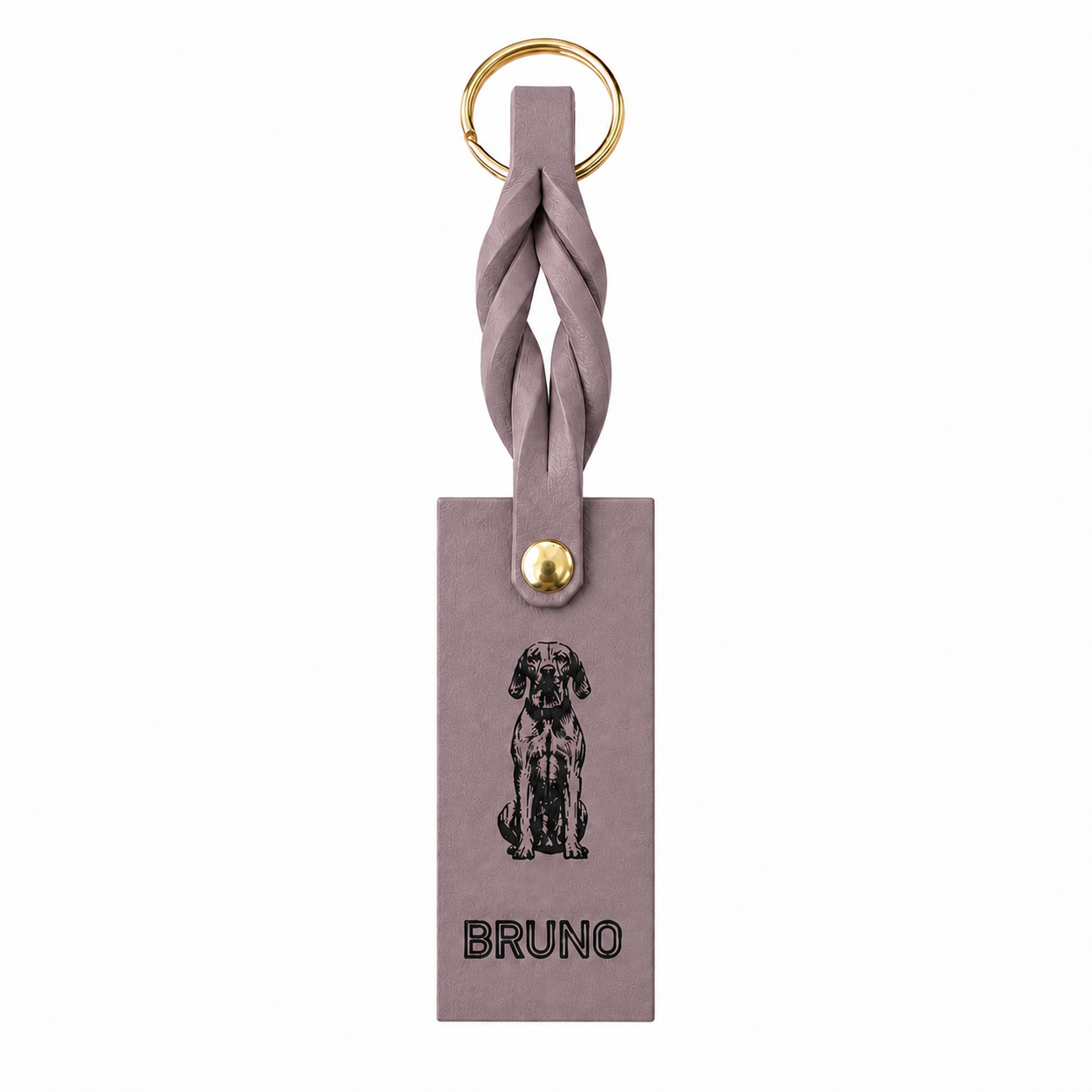 Custom Engraved Leather Keychain - Taupe