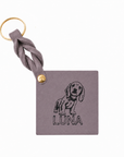 Custom Engraved Leather Keychain - Taupe