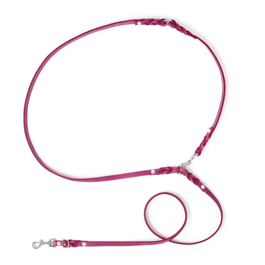 Butter Leather 3x Adjustable Dog Leash - Flamingo