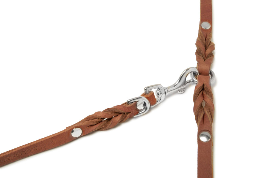 Butter Leather 3x Adjustable Dog Leash - Sahara Cognac - Molly and Stitch GmbH