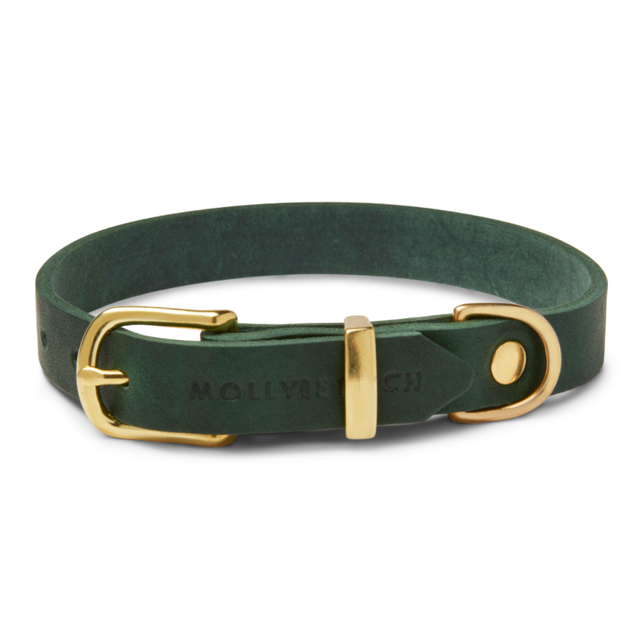 Butter Leather Dog Collar - Forest Green