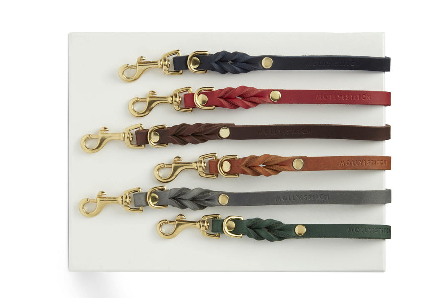 Soft touch collars braided leather dog leash traffic handle best sale