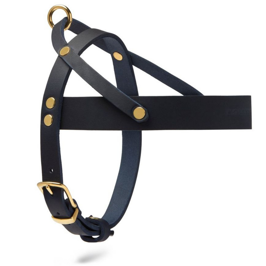 Butter Leather Dog Harness - Navy Blue