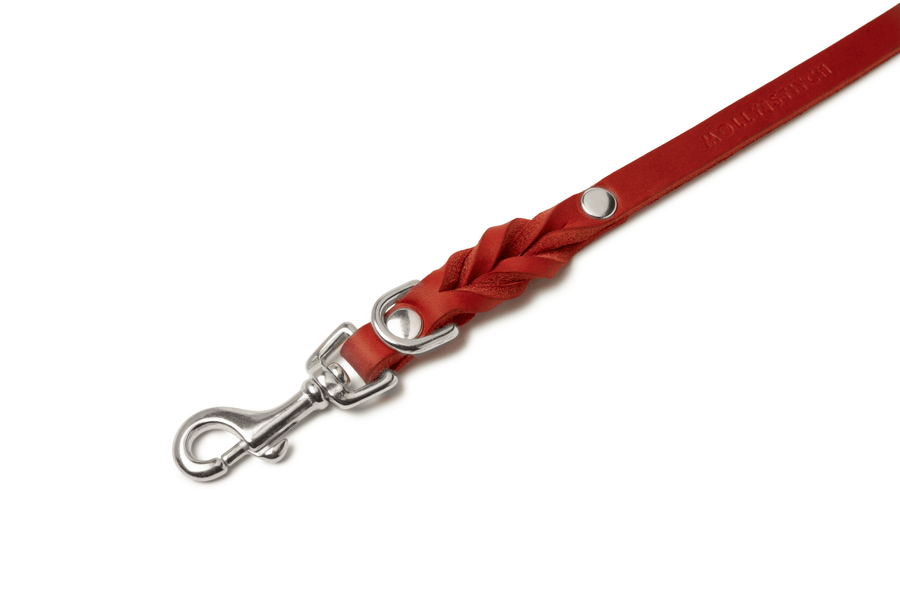 Butter Leather 3x Adjustable Dog Leash - Chili Red - Molly and Stitch GmbH