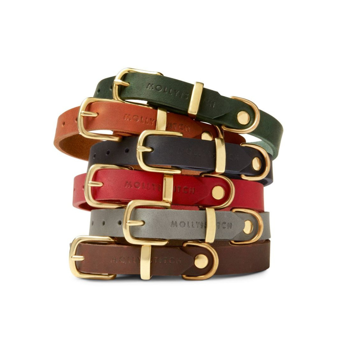 &quot;Butter&quot; Leder Hundehalsband - Zeitlos Grau