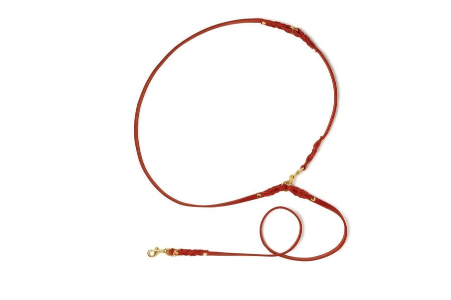 Butter Leather 3x Adjustable Dog Leash - Chili Red - Molly and Stitch GmbH