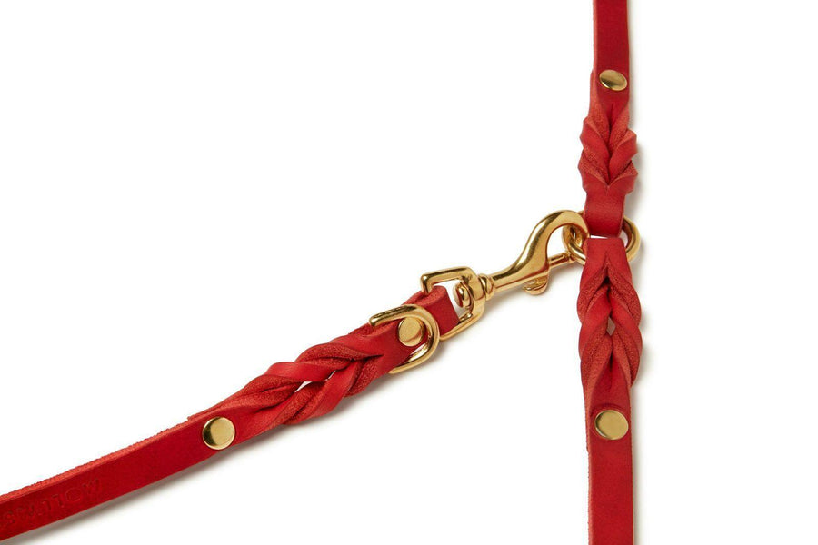 Butter Leather 3x Adjustable Dog Leash - Chili Red - Molly and Stitch GmbH