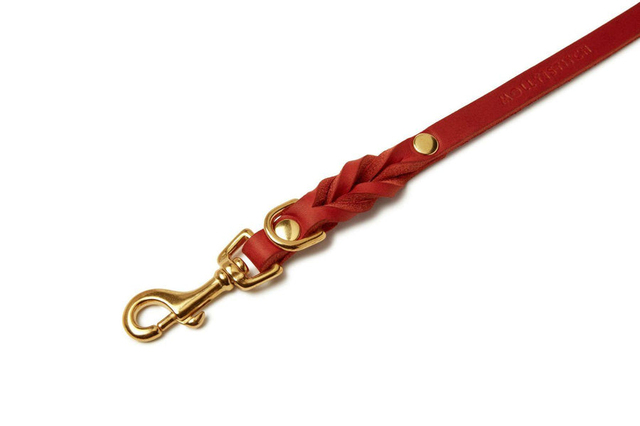 Butter Leather 3x Adjustable Dog Leash - Chili Red - Molly and Stitch GmbH