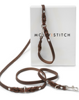 Butter Leather 3x Adjustable Dog Leash - Classic Brown