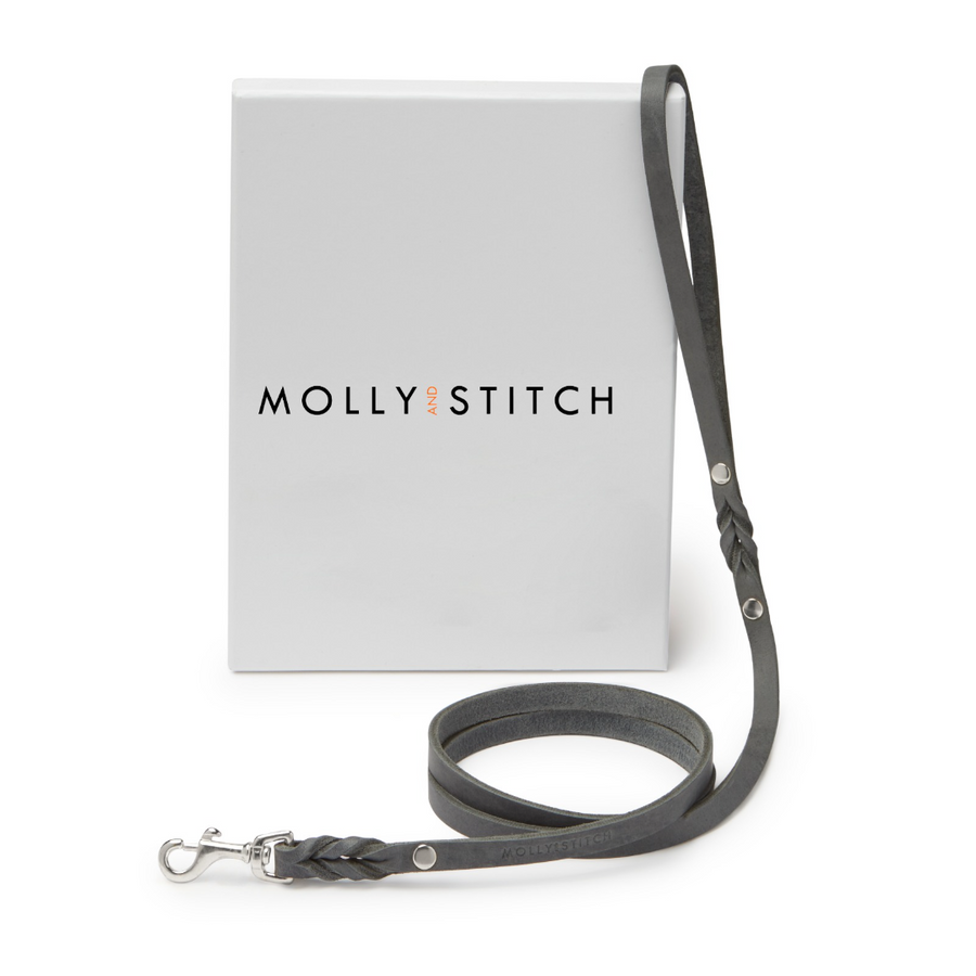 Butter Leather City Dog Leash - Timeless Grey